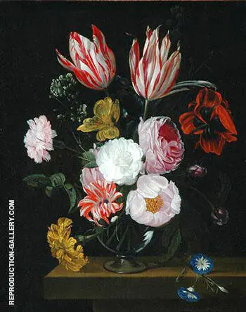 Flowers in a Crystal Decanter with a Pea Branch and a Snail By Abraham Mignon