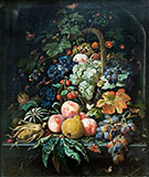 Fruits Basket Insects and Butterflies on Stone Niche Background By Abraham Mignon