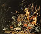 Game Fish and nest on the Forest Floor By Abraham Mignon