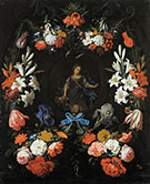 Garland of Flowers c 1675 By Abraham Mignon