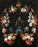 Garland of Flowers c 1675 By Abraham Mignon