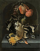 Still Life with a Hoopoe a Great Tit By Abraham Mignon