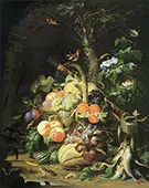 Still Life with Fruit Fish and a Nest c 1675 By Abraham Mignon