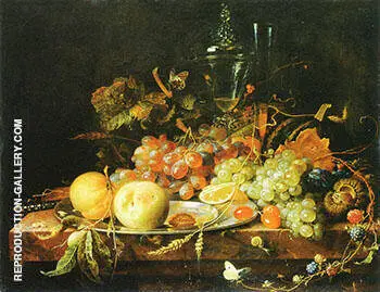 Still Life with Fruits 1663 By Abraham Mignon