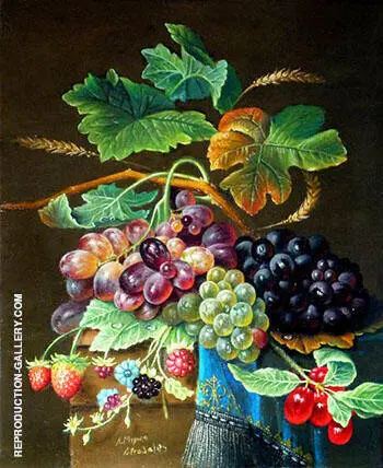 Still Life with Grapes By Abraham Mignon