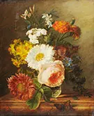 Still Liife of Flowers in a Glass Vase a Butterfly and other Insects in the Foreground By Abraham Mignon