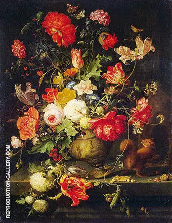 Vase of Flowers c 1660 By Abraham Mignon