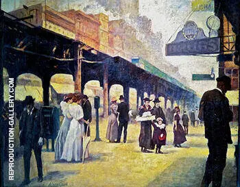 Wells Street Bridge and Northwestern Station c 1900 By Alson Skinner Clark