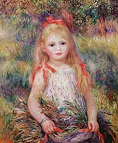 Little Girl Carrying Flowers 1888 By Pierre Auguste Renoir