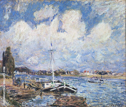 Boats on the Seine c 1877 by Alfred Sisley | Oil Painting Reproduction