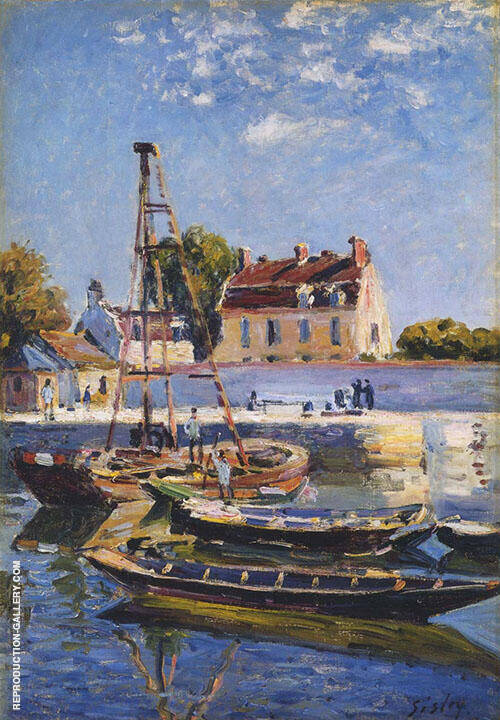 The Boats Saint Mammes 1885 by Alfred Sisley | Oil Painting Reproduction