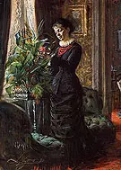 Portrait of Fru Lisen Samson, nee Hirsch, Arranging Flowers at a Window By Anders Zorn
