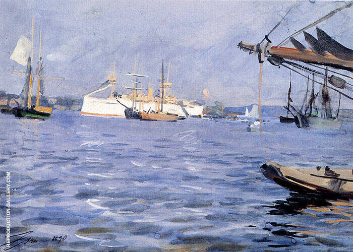 The Battleship Baltimore In Stockholm Harbor 1890 | Oil Painting Reproduction