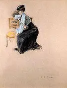 A Parisian Woman in a Cafe By Alfred Henry Maurer