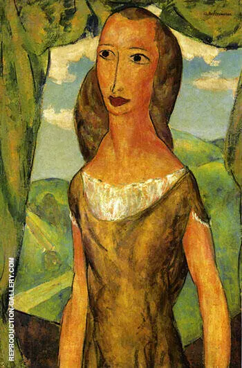 Girl with Landscape By Alfred Henry Maurer