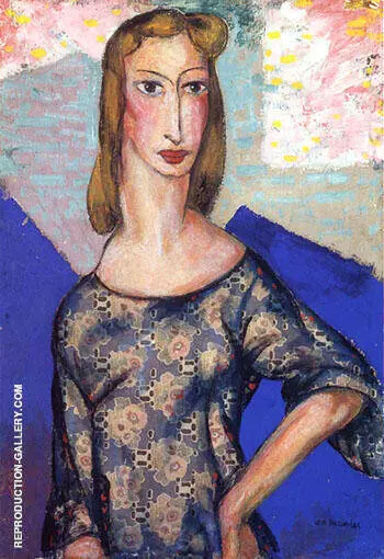 Portrait of a Girl in a Flowered Dress 1 1924 By Alfred Henry Maurer