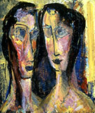 Two Heads on Yellow Background By Alfred Henry Maurer