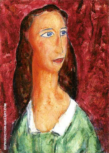 Woman in a Green Dress with White Collar By Alfred Henry Maurer