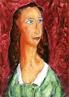 Woman in a Green Dress with White Collar By Alfred Henry Maurer