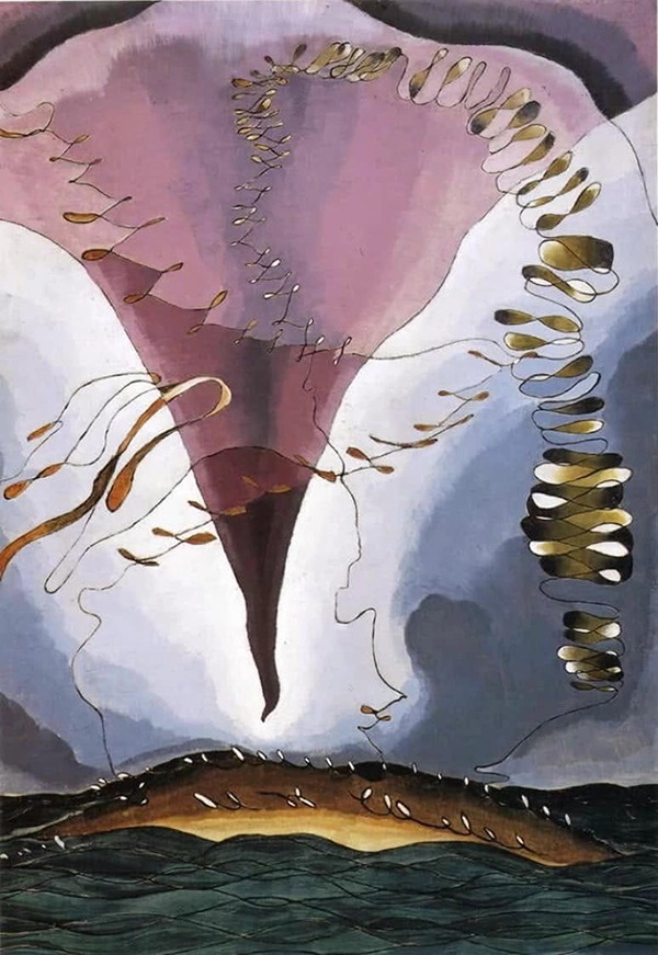 Seagull Motif Violet and Green 1928 By Arthur Dove