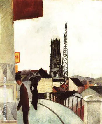 Cathedral at Freiburg Switzerland 1914 By August Macke