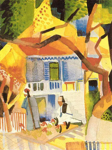 Courtyard of a Villa at St Germain 1914 By August Macke