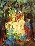 Girls Bathing with Town in Background 1913 By August Macke