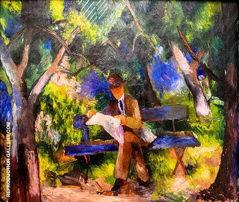 Man Reading in a Park 1914 by August Macke | Oil Painting Reproduction
