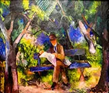 Man Reading in a Park 1914 By August Macke