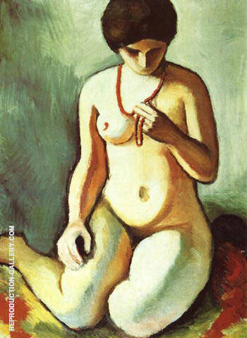 Nude with Coral Necklace 1910 by August Macke | Oil Painting Reproduction