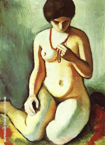 Nude with Coral Necklace 1910 By August Macke