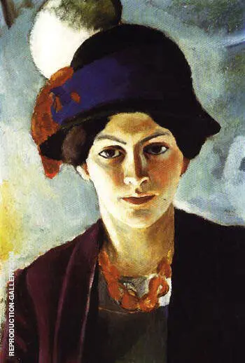Portrait of The Artists Wife with Hat 1909 By August Macke