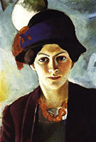 Portrait of The Artists Wife with Hat 1909 By August Macke