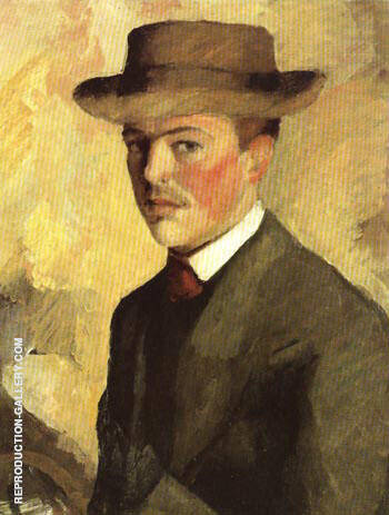 Self Portrait with Hat 1909 by August Macke | Oil Painting Reproduction