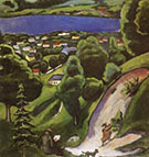 Tegernsee Landscape with Man Reading and Dog 1910 By August Macke