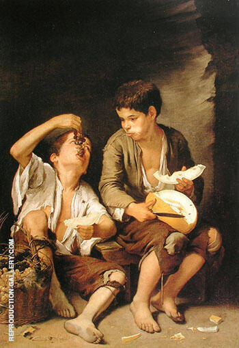 Boys Eating Fruit Grape and Melon Eaters 1645 | Oil Painting Reproduction