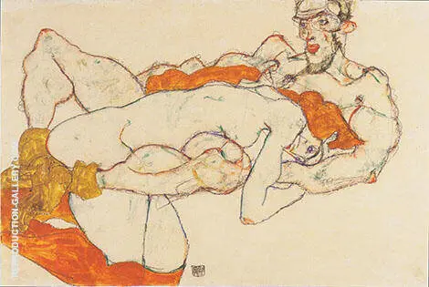 Lovers 1913 By Egon Schiele