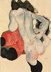 Liegen Frau mit der roten Hose und Weiblicher Akt 1913 By Egon Schiele