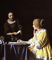 Lady a Maidservant Holding a Letter c1667 By Johannes Vermeer