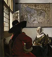 Officer with a Laughing Girl 1658 By Johannes Vermeer