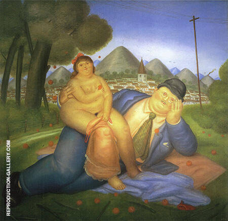 Loving Couple 1973 by Fernando Botero | Oil Painting Reproduction