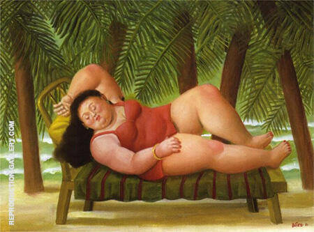 Bather on the Beach 2001 by Fernando Botero | Oil Painting Reproduction