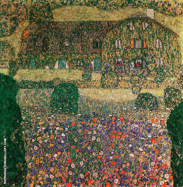 Villa on the Attersee 1914 by Gustav Klimt | Oil Painting Reproduction