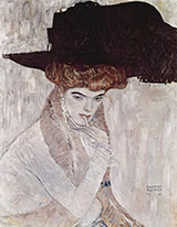 Lady with Hat and Feather Boa 1910 By Gustav Klimt