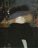 Lady with Hat and Feather Boa 1909 By Gustav Klimt