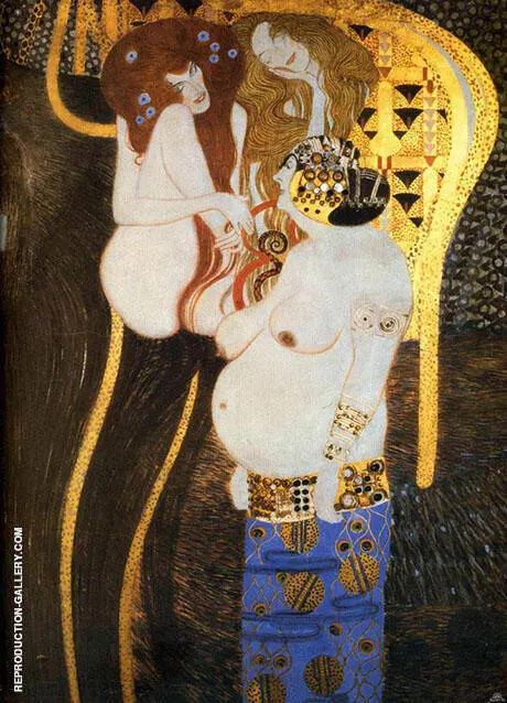 Beethoven Frieze The Hostile Powers Far Wall Detail 1902 By Gustav Klimt