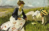 Two Women on the Hillside Sketch 1906 By Franz Marc
