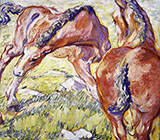 Mare with a Foal 1909 By Franz Marc