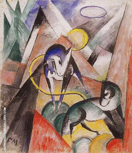Landscape with Two Horses 1913 By Franz Marc