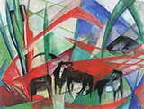 Landscape with Black Horses 1913 By Franz Marc